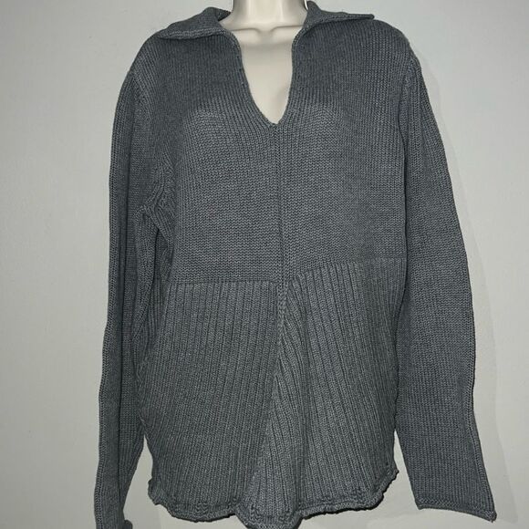 Monterey Bay 100% cotton knit sweater, size Xl grey v neck - Picture 1 of 9